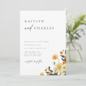 Citrus Oranje Floral Wedding Kaart (Staand voorkant)