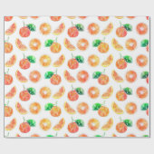 Citrus Oranje fruit waterverf met witte kunst Cadeaupapier (Vlak)