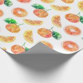 Citrus Oranje fruit waterverf met witte kunst Cadeaupapier (Hoek)