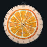 Citrus Oranje Fruitenvun Dartbord<br><div class="desc">Fun,  zingy en heerlijke oranje citrusvruchten op een roze,  stompzinnige achtergrond. Ideaal voor foodies en iedereen die graag koken. Originele kunst van Nic Squirrell.</div>