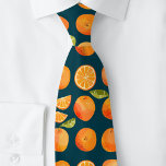 Citrus Oranje Fruitenvun Stropdas<br><div class="desc">Leuk en pittig oranje citrusvruchtenmotief op een donkergroene blauwgroen achtergrond. Verfrissend! Originele kunst van Nic Squirrell.</div>