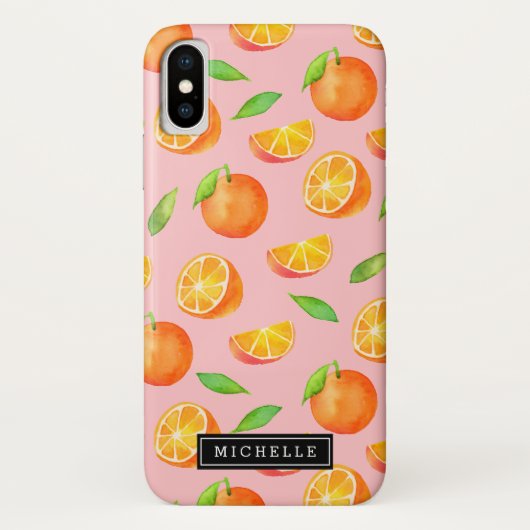 Citrus Oranje Fruitpatroon | Jouw namen toevoegen Case-Mate iPhone Case (Achterkant)