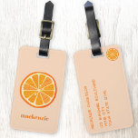Citrus Oranje Fun, gepersonaliseerd Bagagelabel<br><div class="desc">Leuke oranje citrusvruchten op een blozend roze achtergrond. Originele versie door Nic Squirrell. Wijzig de naam op de voorkant en de details op de achterkant om aan te passen.</div>