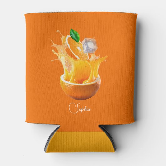 Citrus Oranje Fun Personalized Seltzer Koelbox Blikjeskoeler (Voorkant)