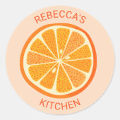 Citrus Oranje - Gepersonaliseerd Ronde Sticker (Voorkant)