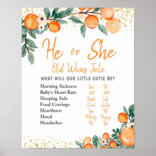 Citrus Oranje Geslacht onthullen Poster oude vrouw (Voorkant)