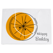 Citrus Oranje Happy Birthday-cadeautas groot Groot Cadeauzakje (Voorkant)