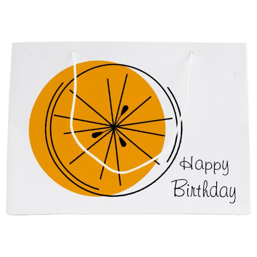 Citrus Oranje Happy Birthday-cadeautas groot Groot Cadeauzakje (Voorkant)