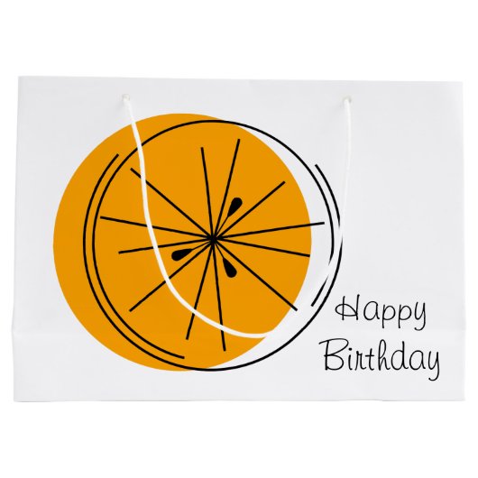 Citrus Oranje Happy Birthday-cadeautas groot Groot Cadeauzakje (Achterkant)