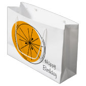 Citrus Oranje Happy Birthday-cadeautas groot Groot Cadeauzakje (Voorkant Gekanteld)
