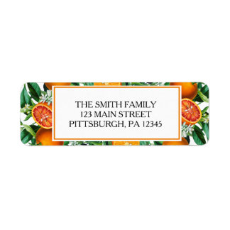 Citrus Oranje leest framed Return-adreslabel Etiket