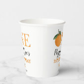 Citrus Oranje Little Cutie 1st First Birthday Papieren Bekers (Rechts)