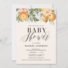 Citrus, oranje + lossom virtueel baby shower