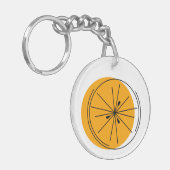 Citrus Oranje monogram, dubbelzijdig Sleutelhanger (Voorkant Links)
