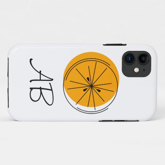 Citrus Oranje Monogram iPhone case (Achterkant (horizontaal))