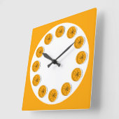 Citrus Oranje multiklok vierkant Vierkante Klok (Hoek)