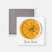 Citrus Oranje Name magnet square (Voorkant / Achterkant)