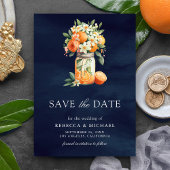 Citrus Oranje Navy Blue Mason Jar Fotobruiloft Save The Date