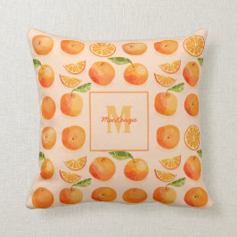 Citrus Oranje Pattern Monogram Kussen