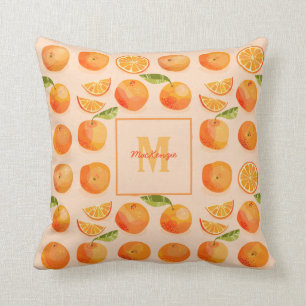 Citrus Oranje Pattern Monogram Kussen