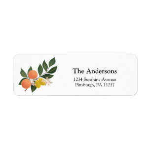 Citrus Oranje Return Address Etiket