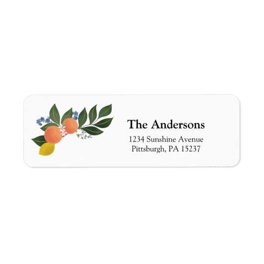 Citrus Oranje Return Address Label (Voorkant)