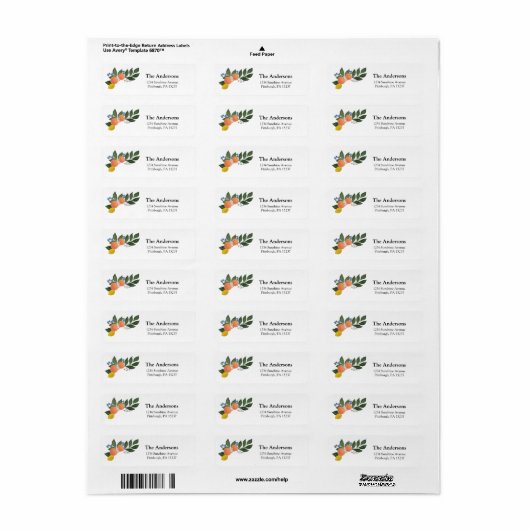 Citrus Oranje Return Address Label (Full Sheet)