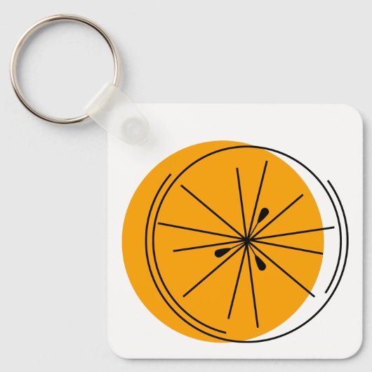 Citrus Oranje sleutelhanger aluminium vierkant (Voorkant)