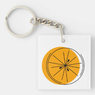 Citrus Oranje sleutelhanger vierkant dubbelzijdig