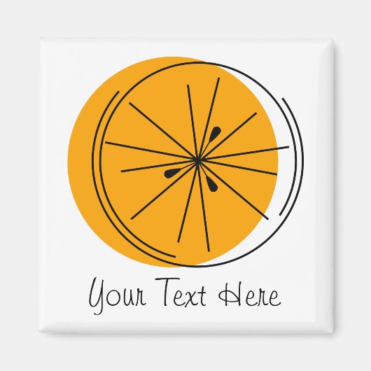 Citrus Oranje Text magnet vierkant (Voorkant)