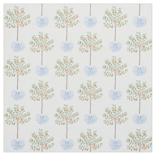 Citrus Oranje Tree Ginger Jar Planter Pattern Stof (Swatch)