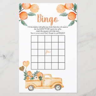 Citrus oranje truck Bingo game baby shower