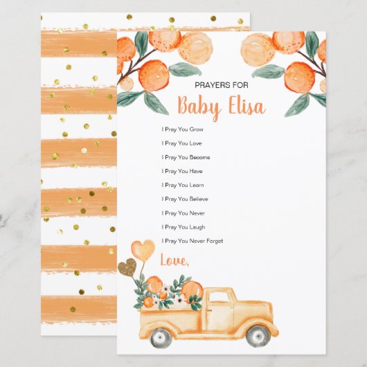 Citrus oranje Truck Prayers voor Baby Game (Voorkant / Achterkant)