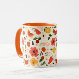 Citrus Oranje Vruchten Naadloze Patroon Voedsel Mok