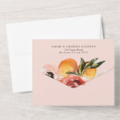 Citrus Oranje Waterverf Greenery Wedding All In One Uitnodiging (Achterkant)