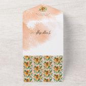 Citrus Oranje Waterverf Vrijgezellenfeest All In One Uitnodiging (Buitenkant)