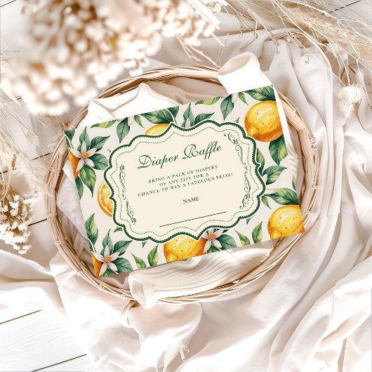 Citrus Orchard Baby Shower Diapper Raffle Informatiekaartje