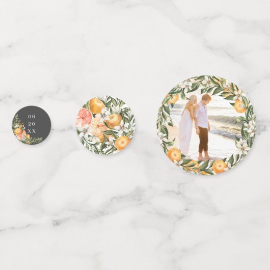 Citrus Orchard Boho Botanical Vrijgezellenfeest Confetti (Achterkanten)