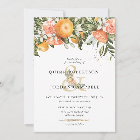 Citrus Orchard | Boho Botanical Wedding Invitation Kaart (Voorkant)