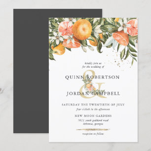 Citrus Orchard   Boho Botanical Wedding Invitation Kaart
