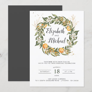 Citrus Orchard   Boho Botanical Wedding Invitation Kaart
