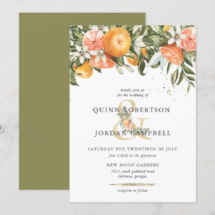 Citrus Orchard   Boho Botanical Wedding Invitation Kaart