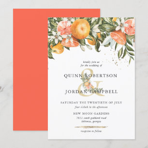 Citrus Orchard   Boho Botanical Wedding Invitation Kaart
