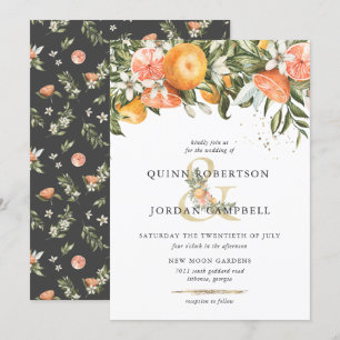 Citrus Orchard   Boho Botanical Wedding Invitation Kaart