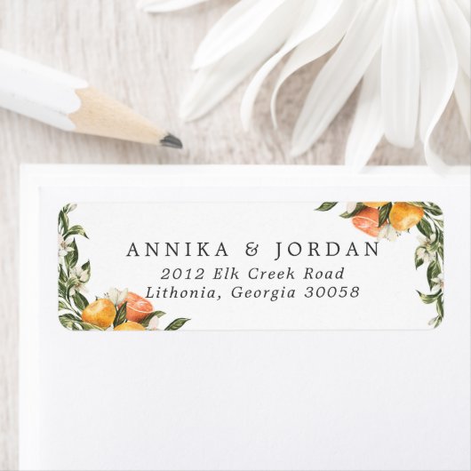 Citrus Orchard Boho Greenery Wedding Address Label (Insitu)