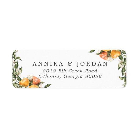 Citrus Orchard Boho Greenery Wedding Address Label (Voorkant)
