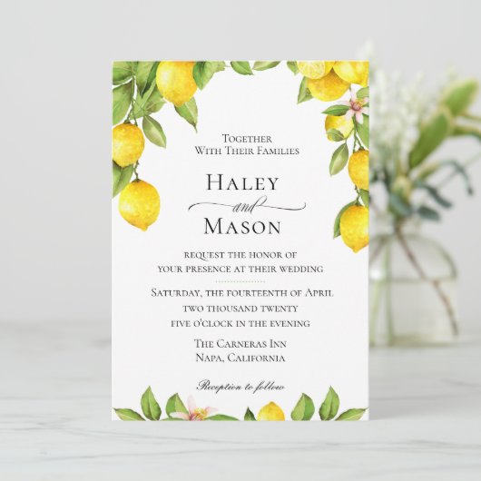 Citrus Orchard bruiloft uitnodiging (Staand voorkant)