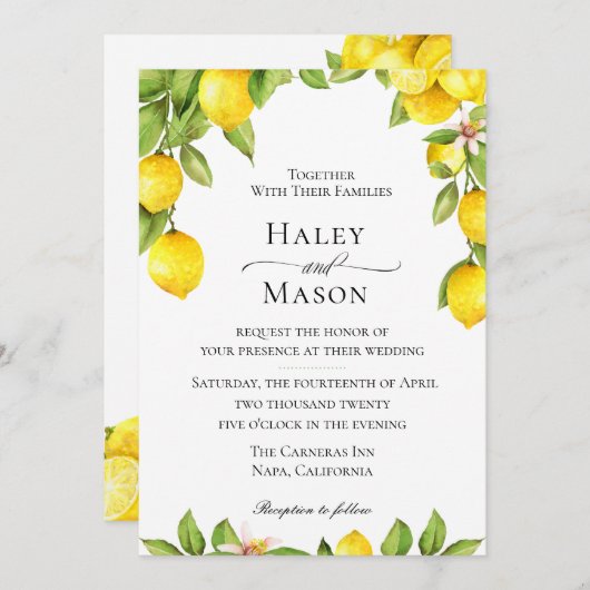 Citrus Orchard bruiloft uitnodiging (Voorkant / Achterkant)
