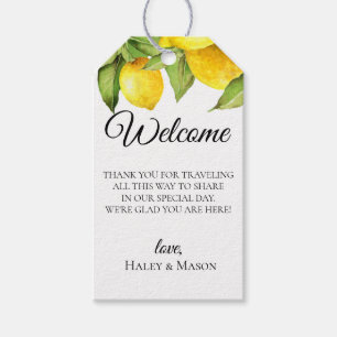 Citrus Orchard bruiloft welkomsttas Cadeaulabel