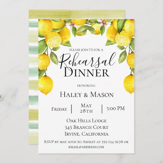 Citrus Orchard repetitie diner uitnodiging (Voorkant / Achterkant)